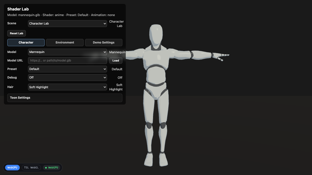Character & Creature Shader Lab — live screenshot