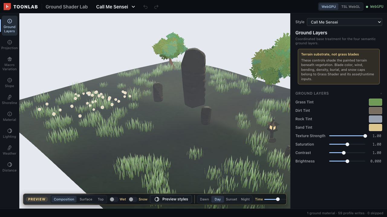 Terrain & Ground Shader Lab — live screenshot